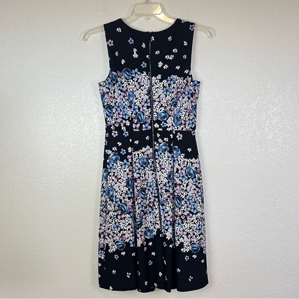 Karl Lagerfeld Black Purple Blue Floral Sleeveless Fit & Flare Dress size 4 - Picture 4 of 8